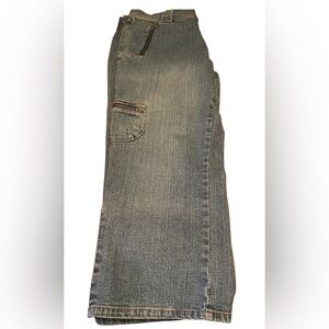 Vintage Venezia Classic Blue Denim cropped wide leg Jeans, size 18